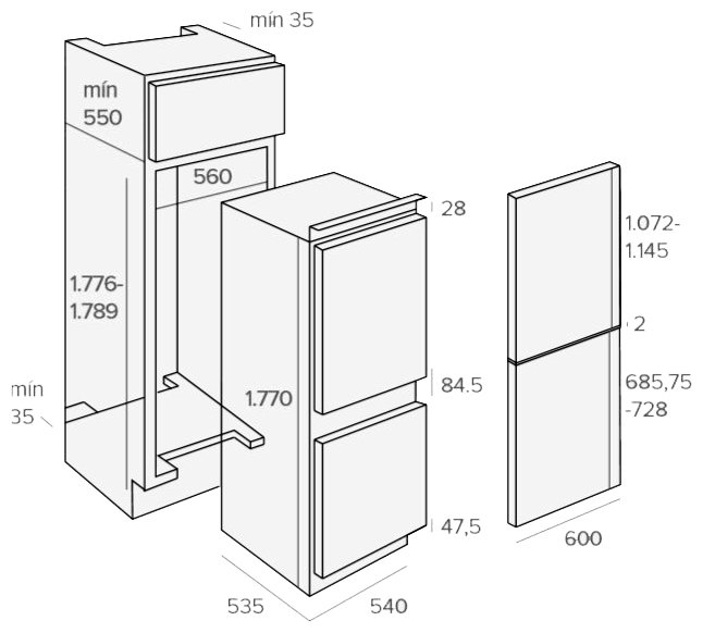 Gorenje rki2181a1 встраиваемый холодильник схема встраивания